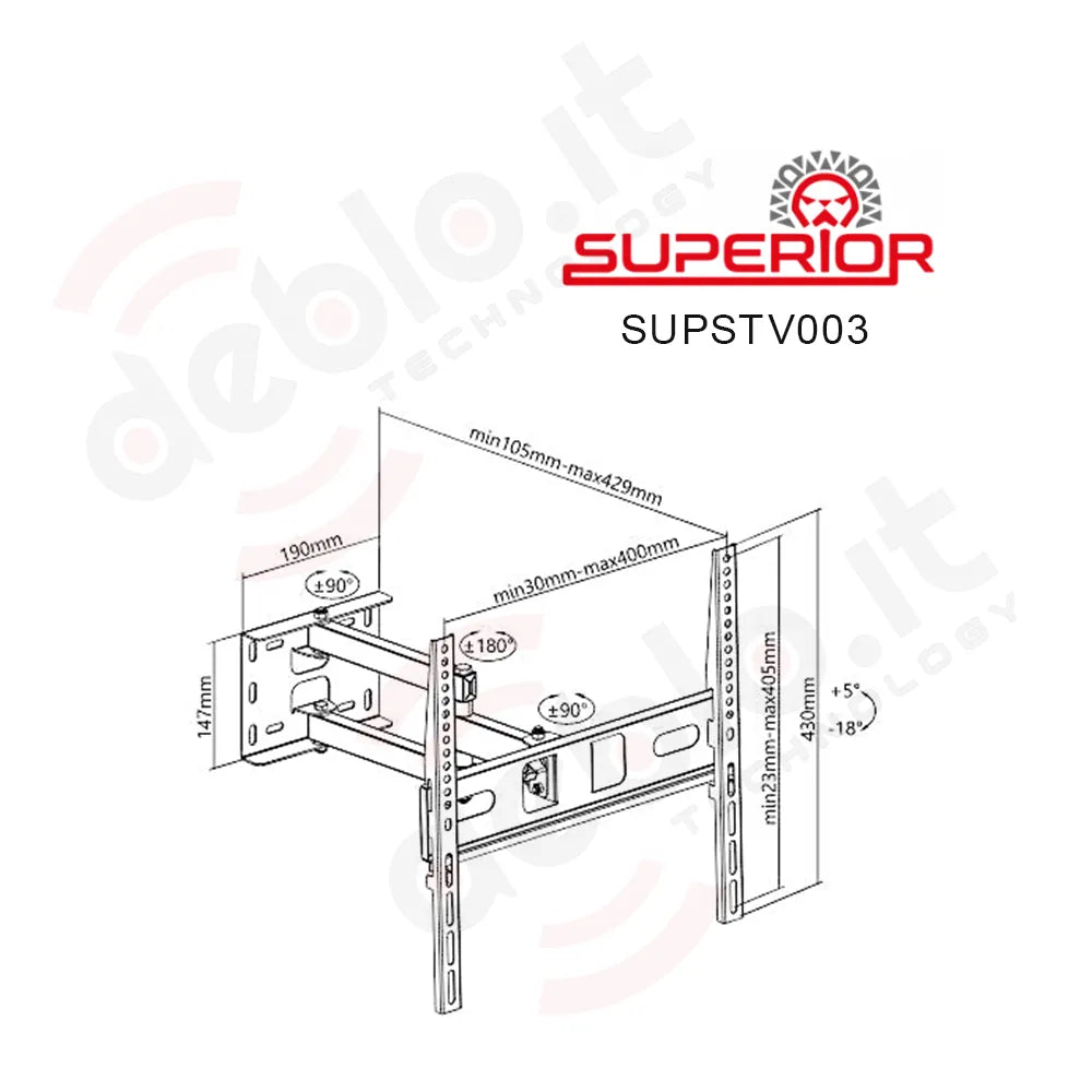 Staffa snodabile Superior 32-55" extra slim