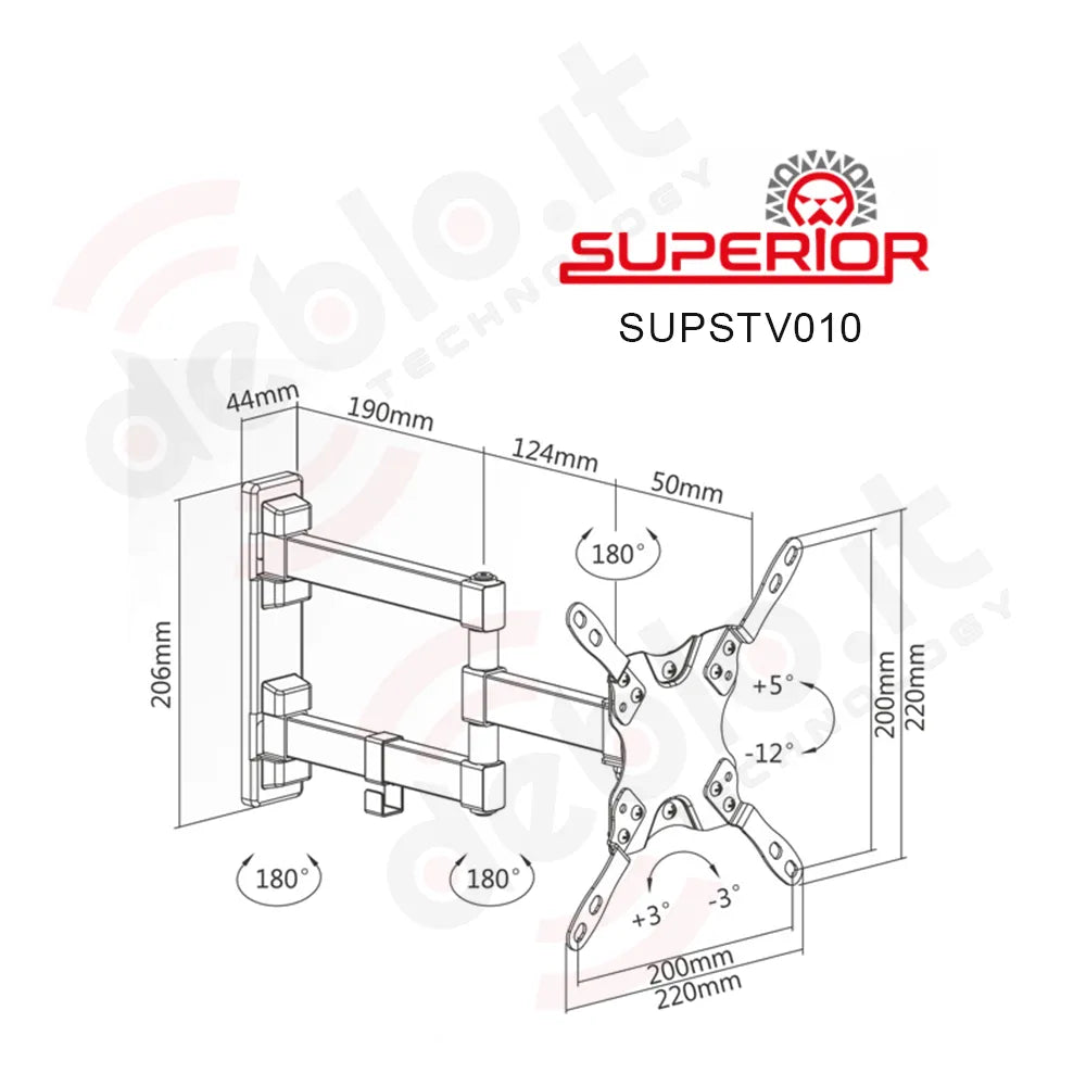 Staffa snodabile Superior 13-42" extra slim